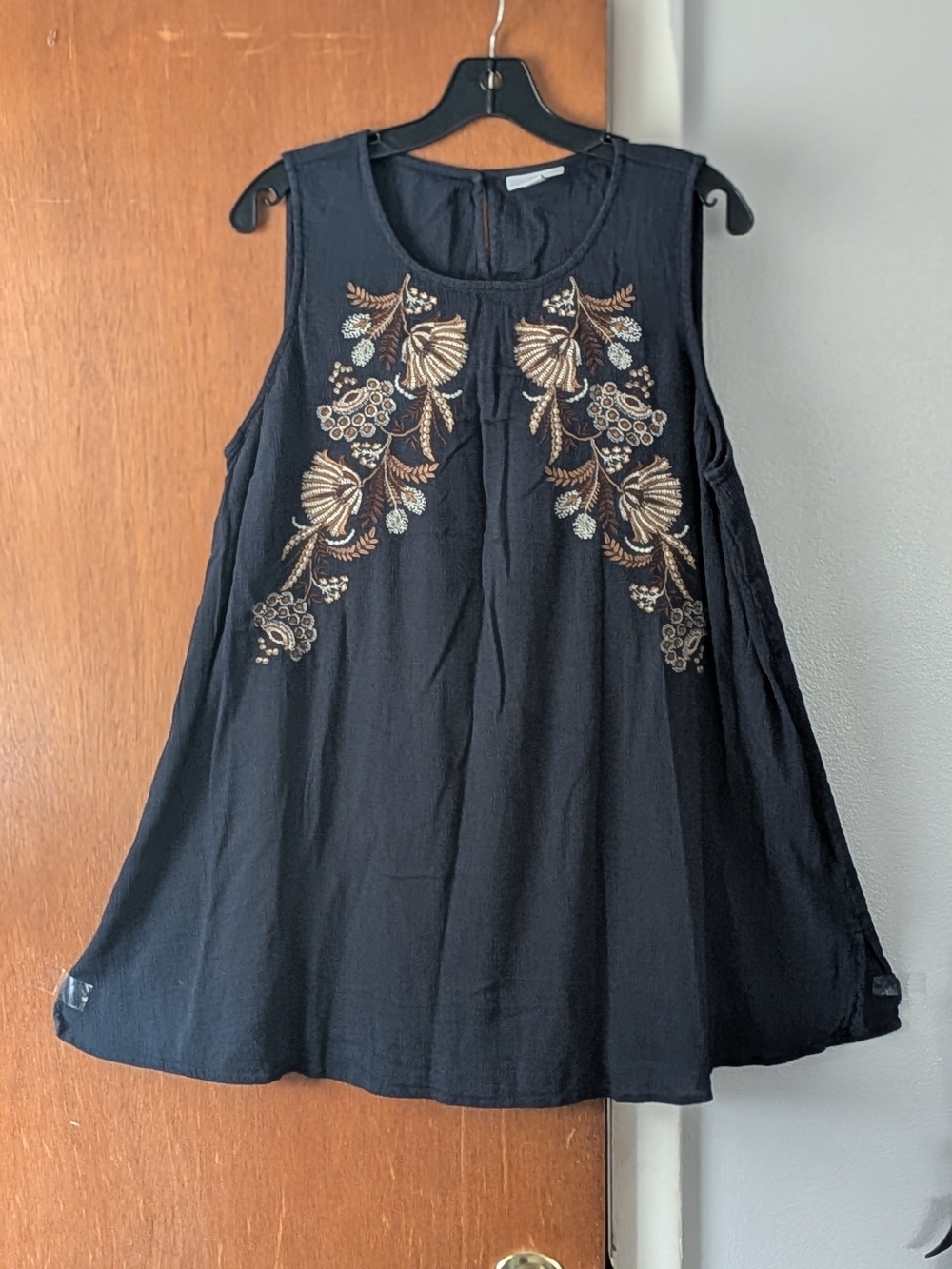 J Jill Black Embroidered Sleeveless Women’s Dress Size L